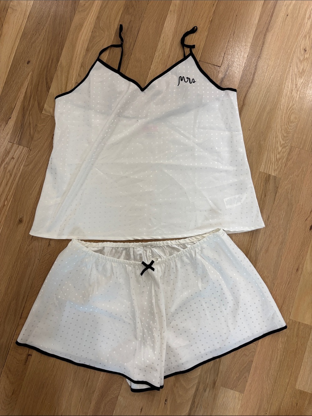 Kate Spade “Mrs” White & Black Polka Dot Camisole and Shorts Sleep Set